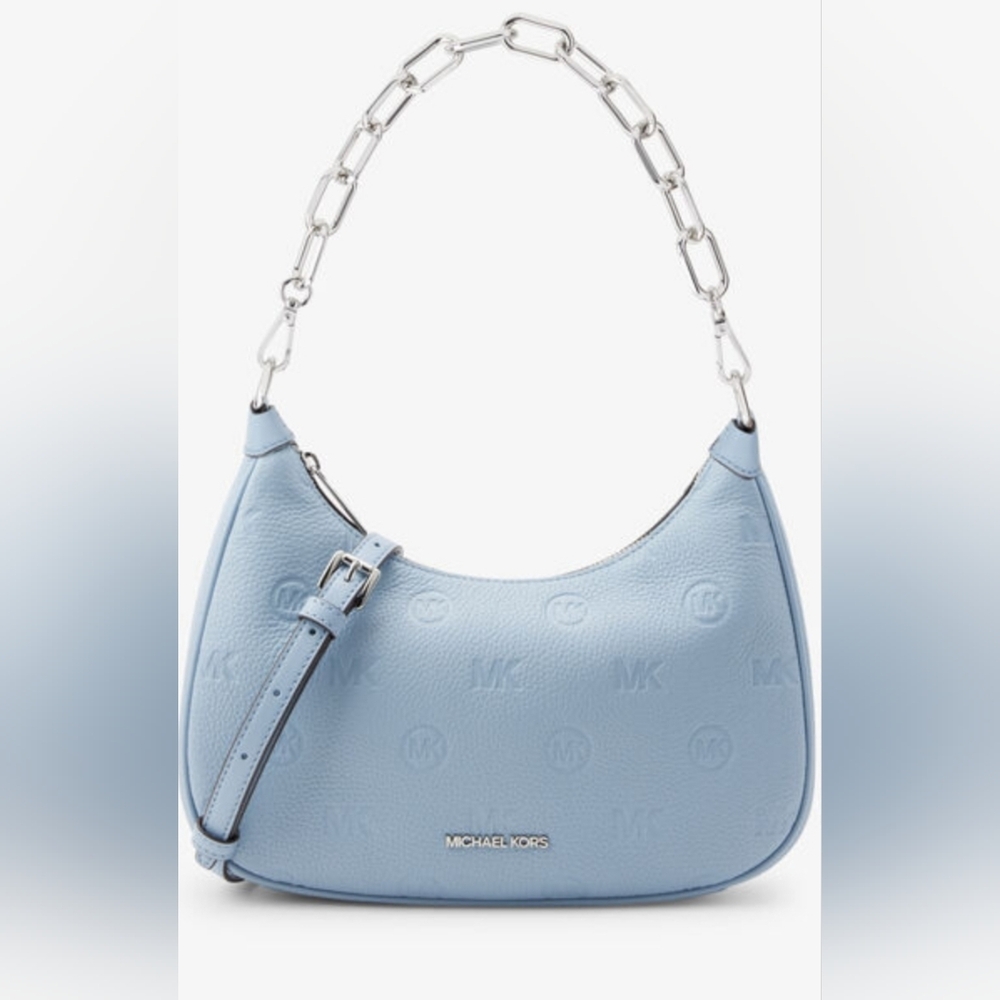 Michael Kors Cora Large Pale Blue Crossbody Purse